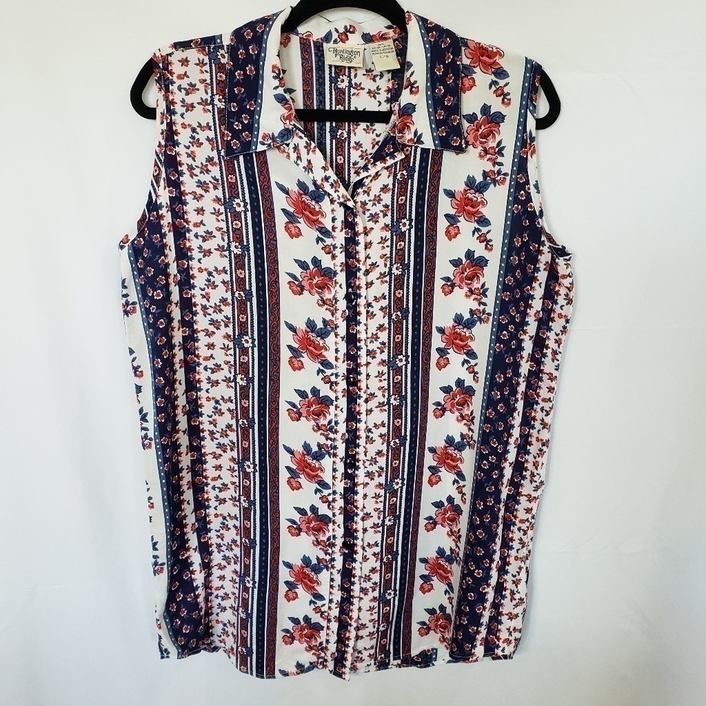 HUNTINGTON Ridge Floral sleeveless button